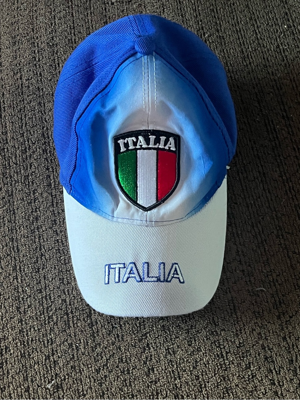 Italia Italy Blue White Adjustable Baseball Cap Embroidered Shield Hat